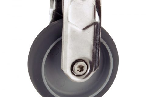 Edelstahl bockrolle 50mm für lichtwagen,rader aus grau thermoplasticher gummi,gleitlager.Montage mit rückenloch