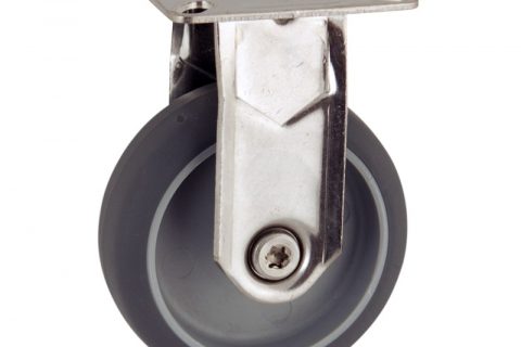 Edelstahl bockrolle 50mm für lichtwagen,rader aus grau thermoplasticher gummi,gleitlager.Montage mit platte