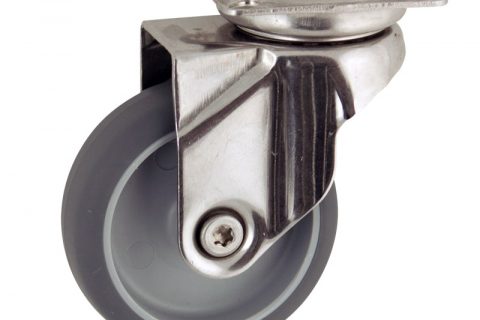 Edelstahl lenkrolle 50mm für lichtwagen,rader aus grau thermoplasticher gummi,gleitlager.Montage mit platte