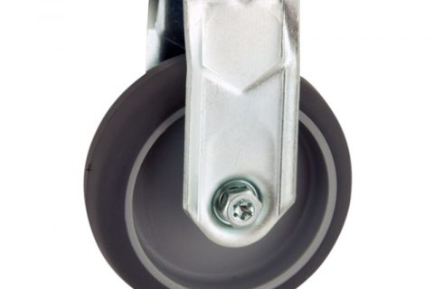 Stahlblech bockrolle 50mm für lichtwagen,rader aus grau thermoplasticher gummi,konuskugellager.Montage mit rückenloch