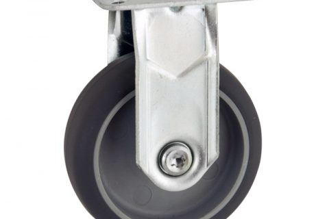 Stahlblech bockrolle 75mm für lichtwagen,rader aus grau thermoplasticher gummi,gleitlager.Montage mit platte