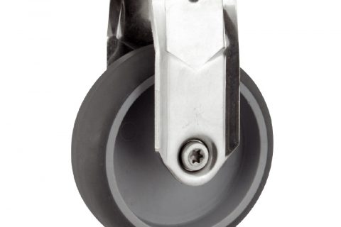 Edelstahl bockrolle 150mm für lichtwagen,rader aus grau thermoplasticher gummi,gleitlager.Montage mit platte