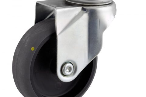 Stahlblech lenkrolle 125mm für lichtwagen,rader aus elektrisch leitfahig grau thermoplasticher gummi,gleitlager.Montage mit platte