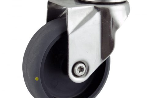 Edelstahl lenkrolle 150mm für lichtwagen,rader aus elektrisch leitfahig grau thermoplasticher gummi,konuskugellager.Montage mit rückenloch